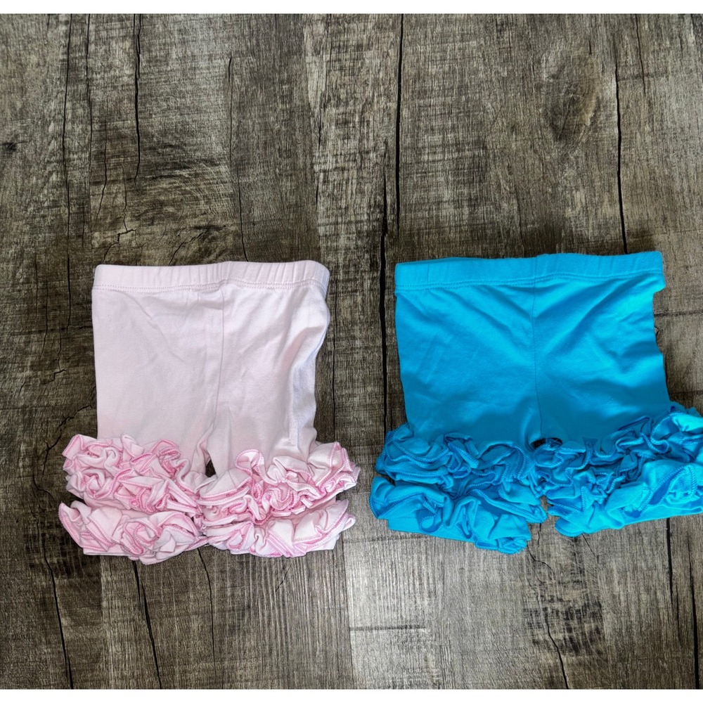 Unbranded‎ Kids Ruffle Butt Bloomer Shorts Pink Blue 2 Pack Size XS
